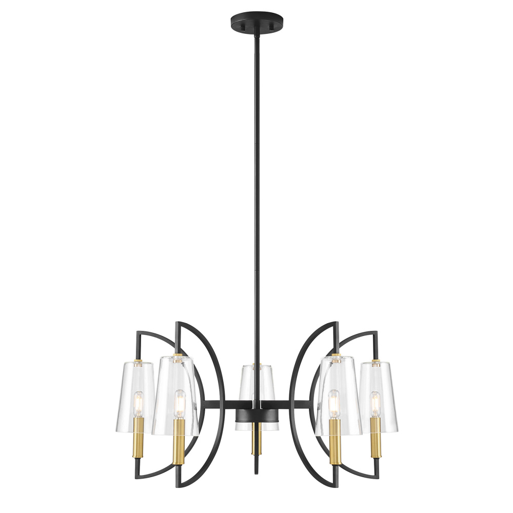 Hanley 5-Light Chandelier in Matte Black and Warm Brass
