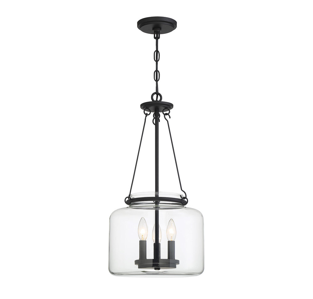 Akron 3-Light Pendant in Matte Black