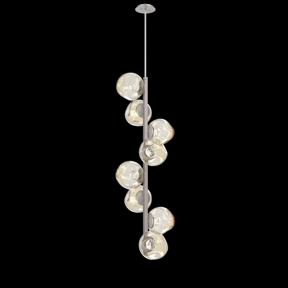 Luna 8pc Twisted Vine-Beige Silver-Floret Inner - Amber Outer-Threaded Rod Suspension-LED 3000K
