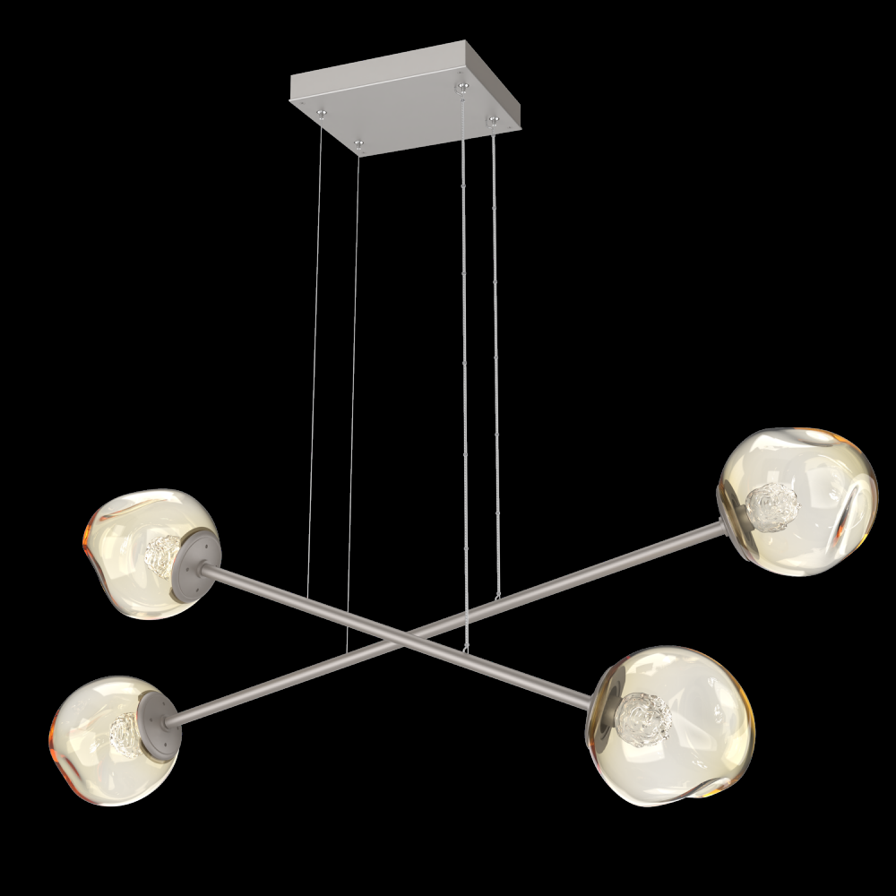 Luna Double Moda-Beige Silver-Floret Inner - Amber Outer-Stainless Cable-LED 3000K