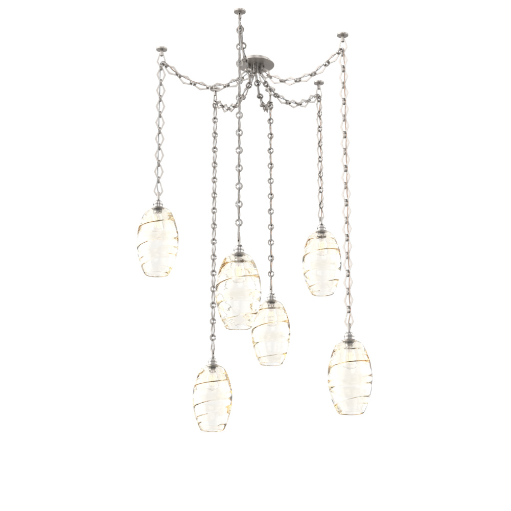 Ellisse Multi Light Pendant Multi Port Canopy Beige Silver