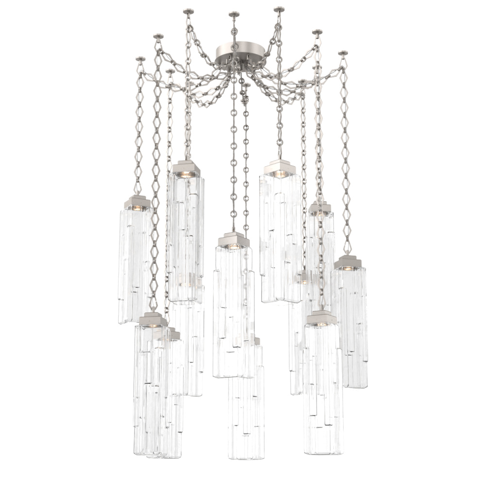 Ledgestone Multi Light Pendant Multi Port Canopy Beige Silver