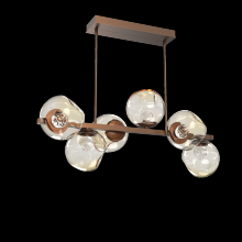 Hammerton PLB0086-T6-BB-FA-001-L1 - Luna 6pc Twisted Branch-Burnished Bronze-Floret Inner - Amber Outer-Threaded Rod Suspension-LED