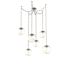 Hammerton SNB0062-06-BS-A-CH1-E2 - Aster Bulb Multi Light Pendant Multi Port Canopy Beige Silver