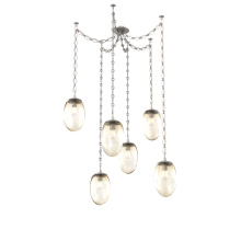 Hammerton SNB0063-06-BS-A-CH1-E2 - Meteo Bulb Multi Light Pendant Multi Port Canopy Beige Silver