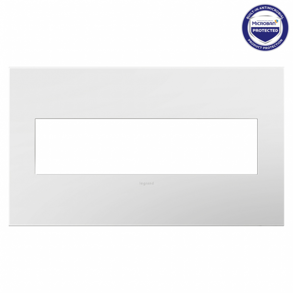 adorne Gloss White-on-White Four-Gang Screwless Wall Plate with Microban