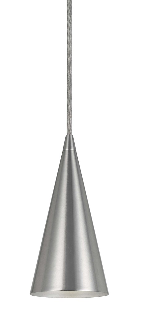 7" Tall Metal Pendant in Brushed Steel Finish