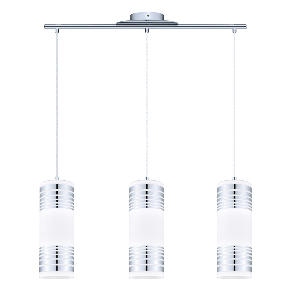 3 LT Linear Pendant w/ Chrome Finish & White w/ Chrome Acccents Glass Shades