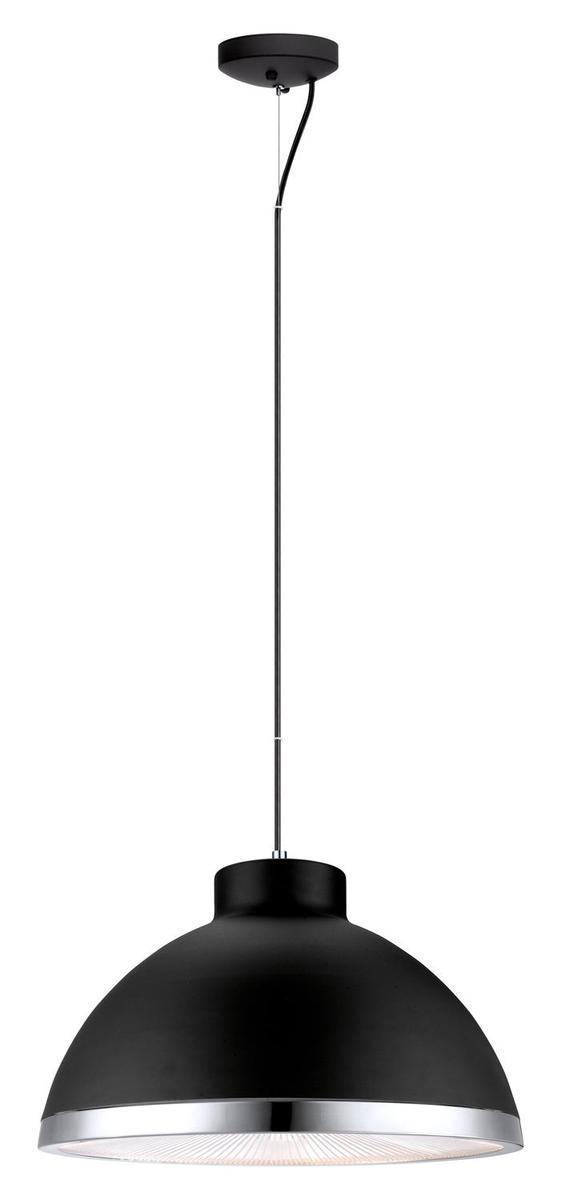 2 LT Pendant w/ Black Finish & Black w/ Chrome Trim Metal Shade & Clear Acrylic Diffuser