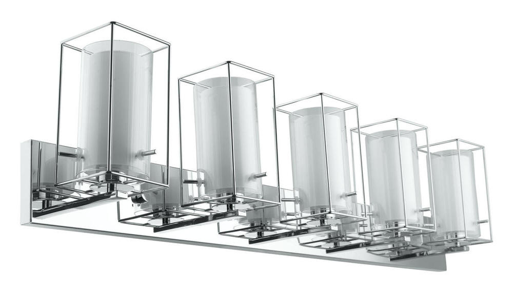 5 LT Bath/Vanity Light w/ a Chrome Finish & Clear & White Glass Shades