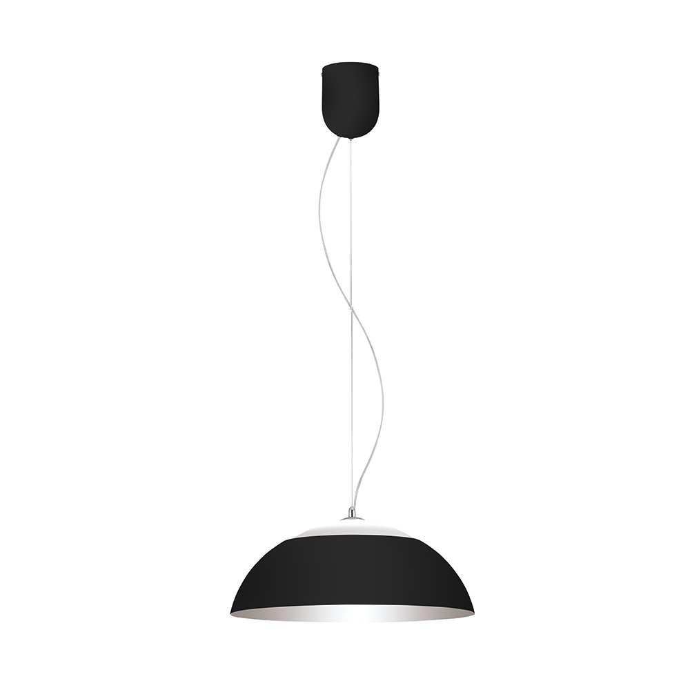 1 LT Integrated LED Pendant w/ a Black Finish & Black & White w/ Silver Interior Shade