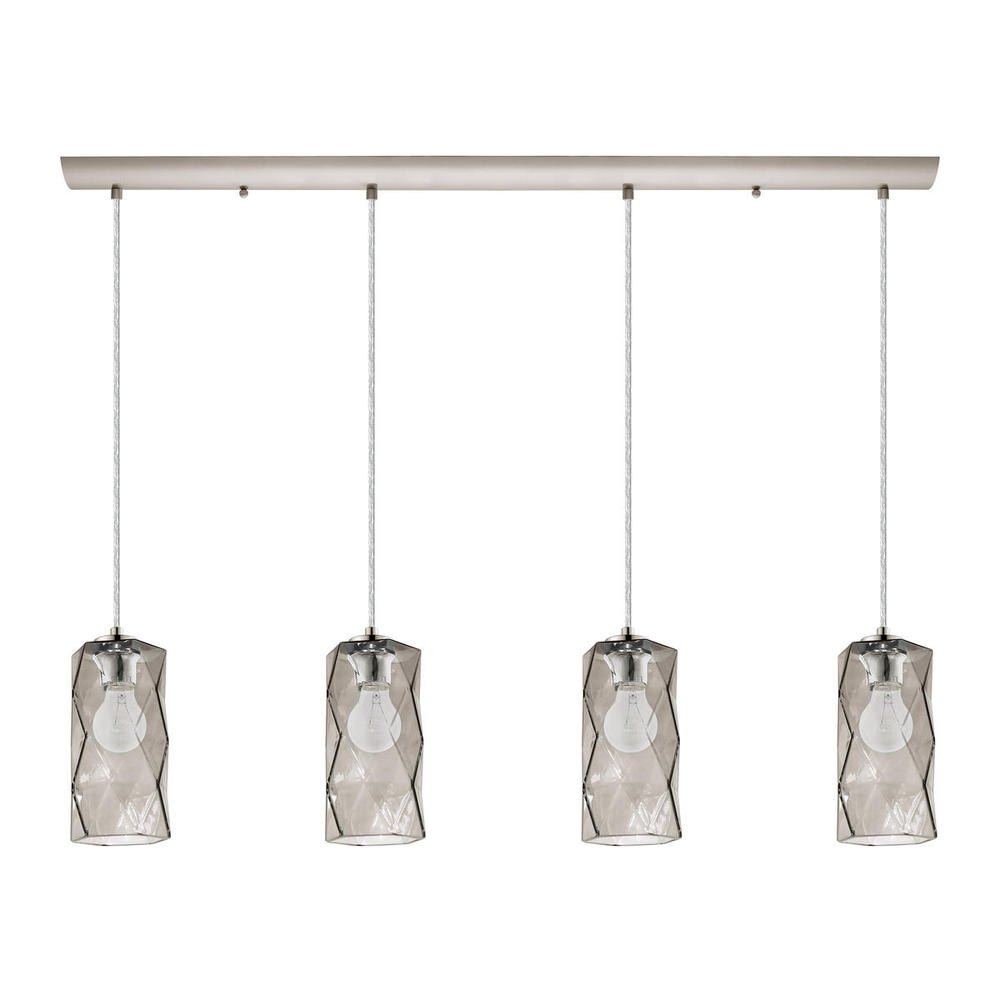 4 LT Linear Pendant w/ Satin Nickel Finish & Smoked Glass Shades