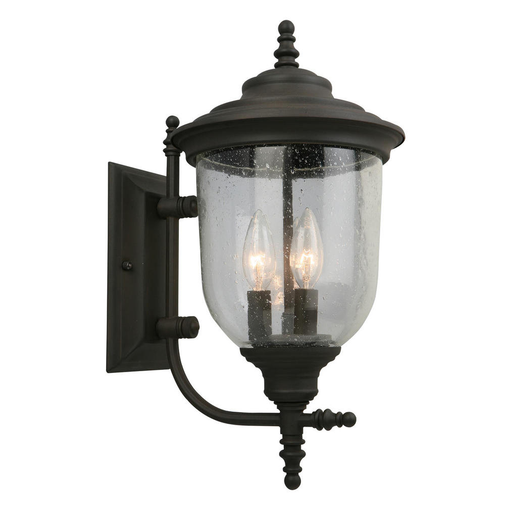 3 LT Outdoor Wall Light w/ Matte Bronze Finish & Clear Seeded Glass