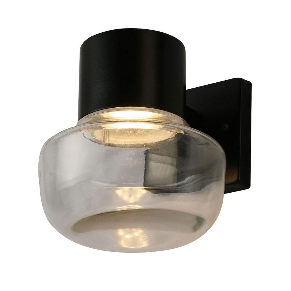 1 LT Integrated LED Indoor/Outdoor Wall Light w/ Black Finish & Clear Glass
