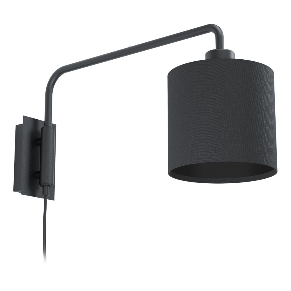 1 LT Wall Light w/ Black Finish & Black Fabric Shade