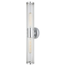 Eglo 204541A - 2 LT Bath/Vanity Light w/ Chrome Finish & Groved Clear Glass Shade