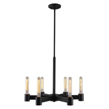 Eglo 204553A - 6 LT Open Bulb Chandelier w/ Matte Black Finish