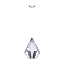 Eglo 95532A - 1 LT Pendant w/ Chrome Finish & White Glass Surrounded by a Chrome Geomteric Shade
