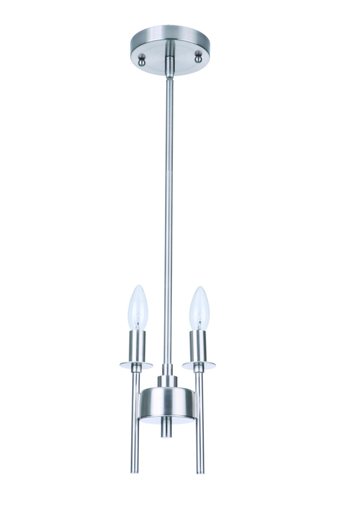 Larrson 2 Light Mini Pendant in Brushed Polished Nickel