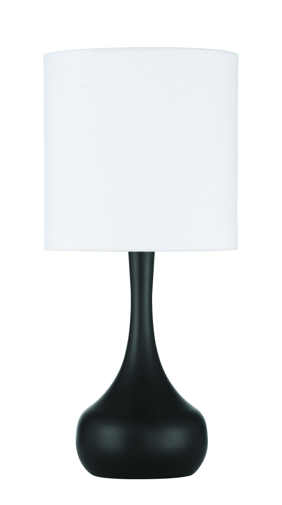 Flat Black with White linen shade table lamp with touch switch