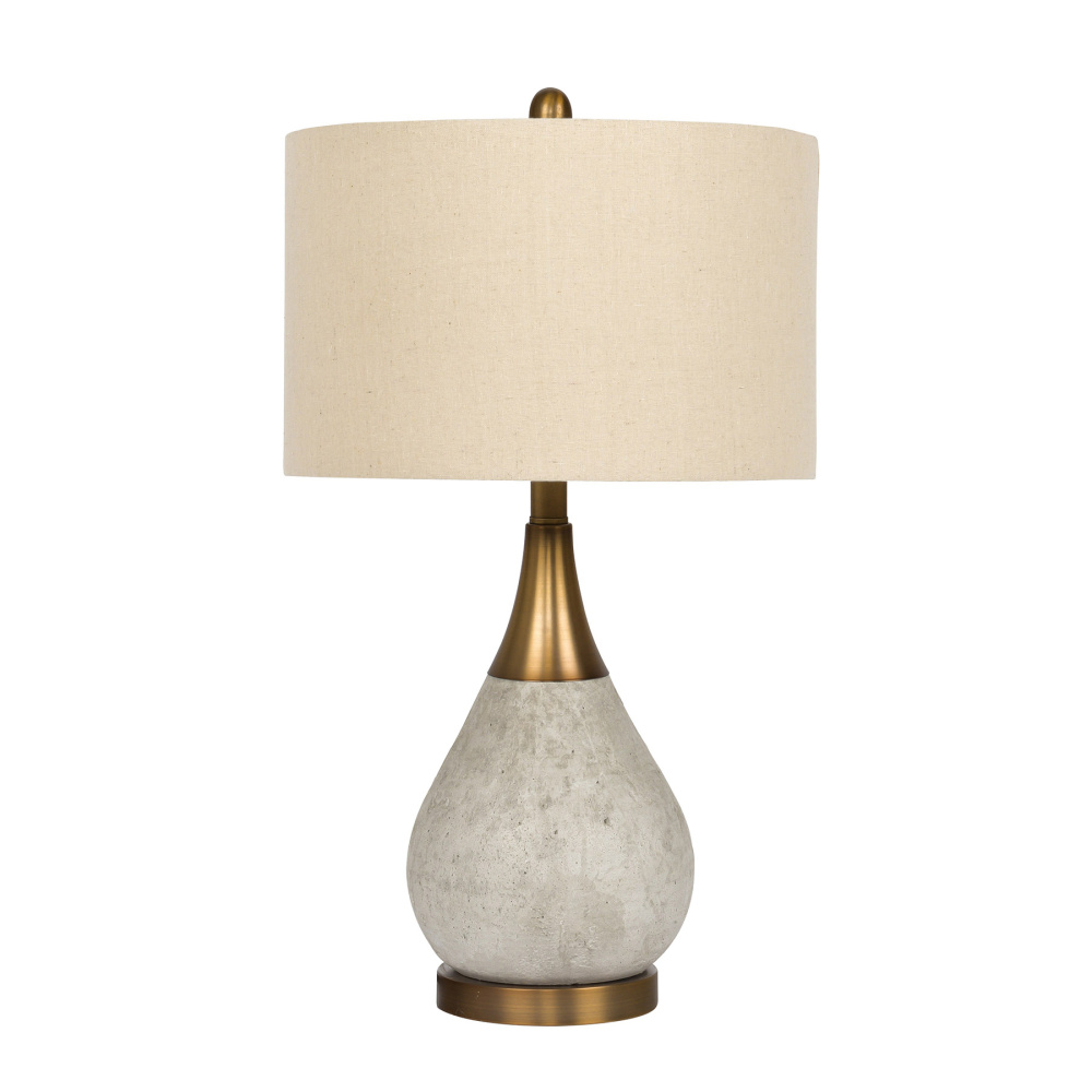 BL36LTX, Natural Concrete/Antique Brass Base with Cream Linen Hardback Shade