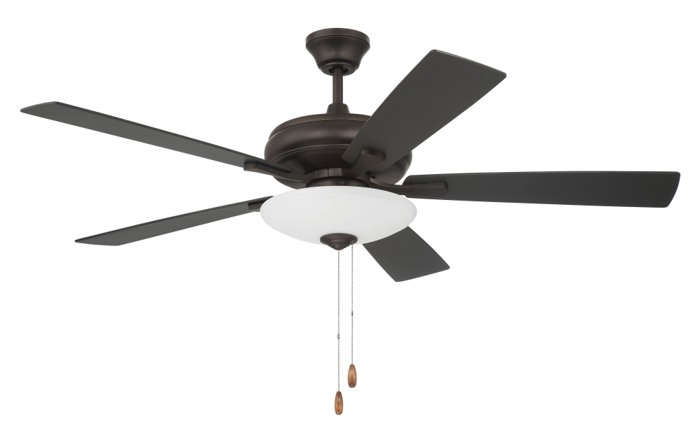 52" Ceiling Fan w/Blades, White Low Profile LED Light Kit