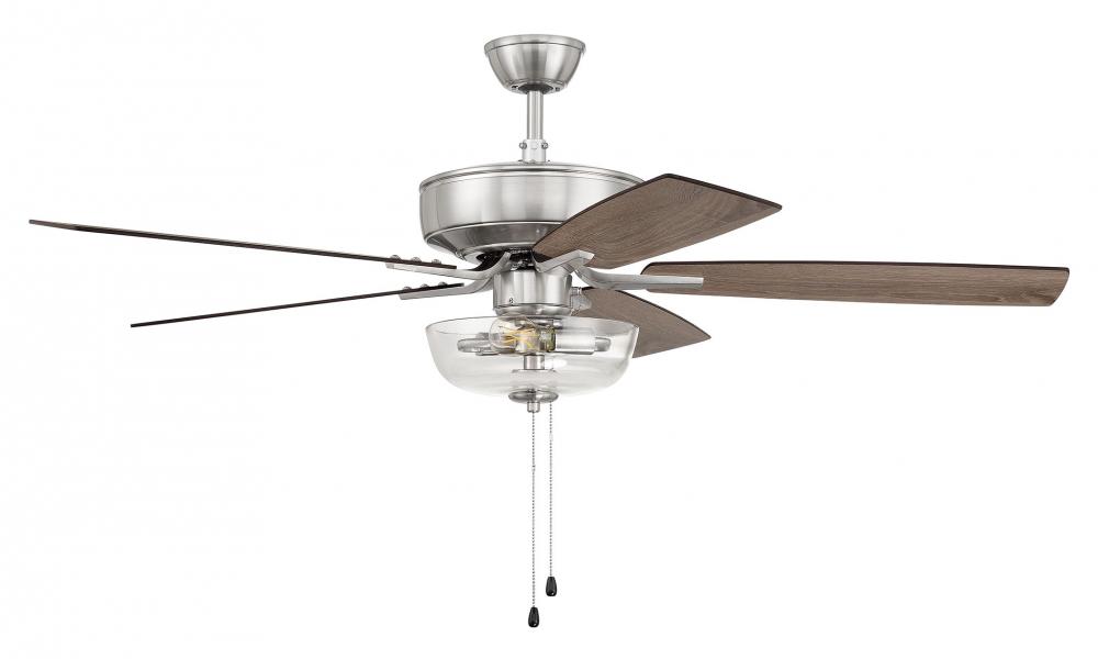 Pro Plus 101 52" 5-Blade Ceiling Fan in Brushed Polished Nickel w/ Driftwood/Grey Walnut Blades