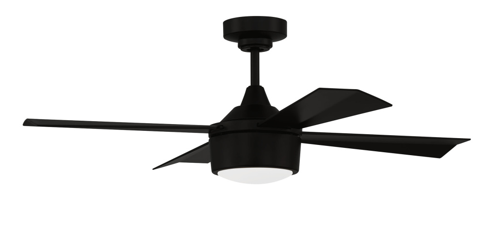 Theo 42" 4-Blade Indoor/Outdoor (Damp) Ceiling Fan, Flat Black Finish, Flat Black Blades