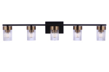 Craftmade 11835FBSB5 - Bond Street 5 Light Vanity in Flat Black/Satin Brass