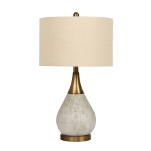 Craftmade 86237 - BL36LTX, Natural Concrete/Antique Brass Base with Cream Linen Hardback Shade