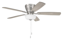 Craftmade WHL52BNK5C1 - Wheeler 52" 5-Blade 2-Light Bowl Ceiling Fan in Brushed Polished Nickel w/ Driftwood/Walnut Blad