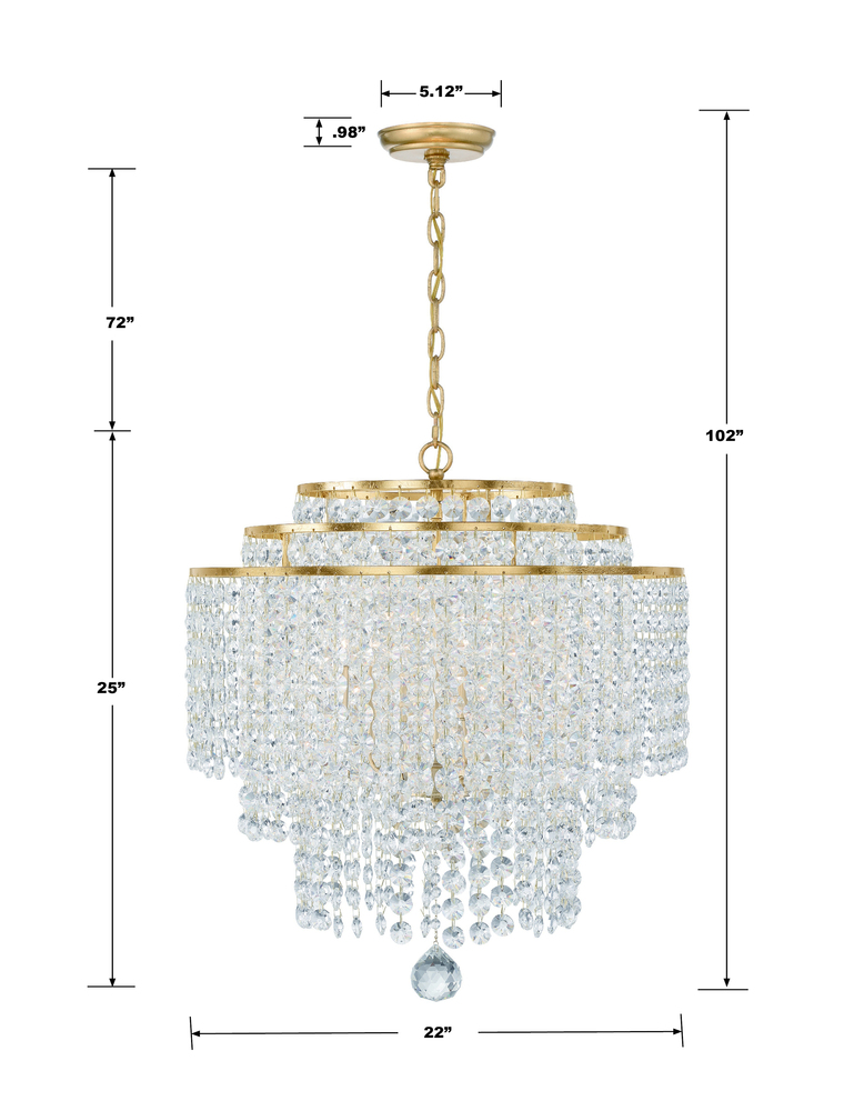 Gabrielle 6 Light Antique Gold Chandelier