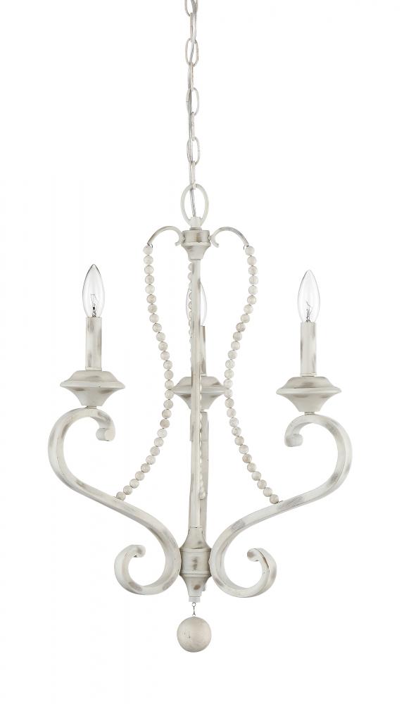 Newport Collection - 3 Light - Chandelier - 18"W - 25"H - Coastal Weathered White Finish
