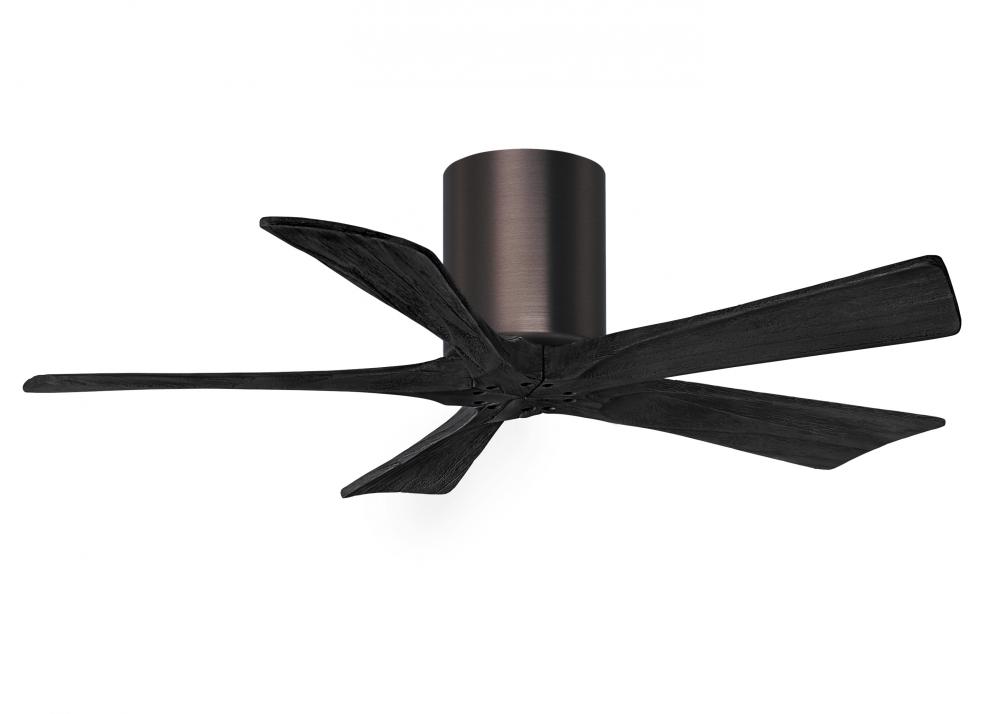 Irene-5H - 42" Five Blade Flush Mount Paddle Fan - Brushed Bronze Finish - Matte Black Blades