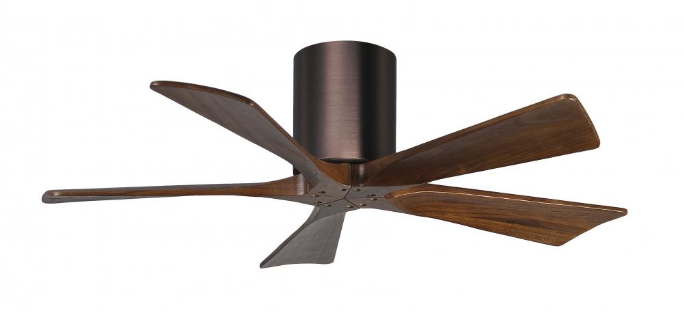 Irene-5H - 42" Five Blade Flush Mount Paddle Fan - Brushed Bronze Finish - Walnut Tone Blades