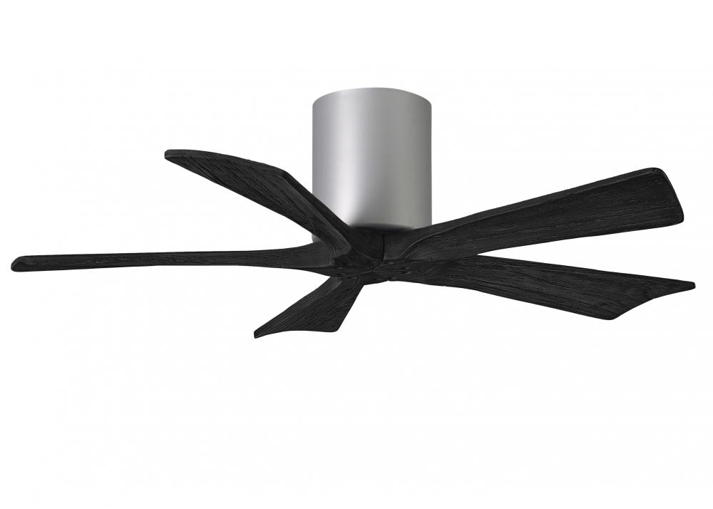 Irene-5H - 42" Five Blade Flush Mount Paddle Fan - Brushed Nickel Finish - Matte Black Blades