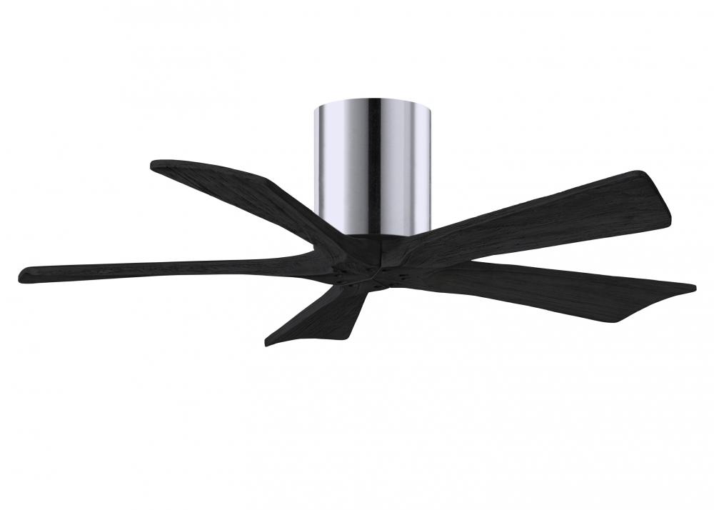 Irene-5H - 42" Five Blade Flush Mount Paddle Fan - Polished Chrome Finish - Matte Black Blades