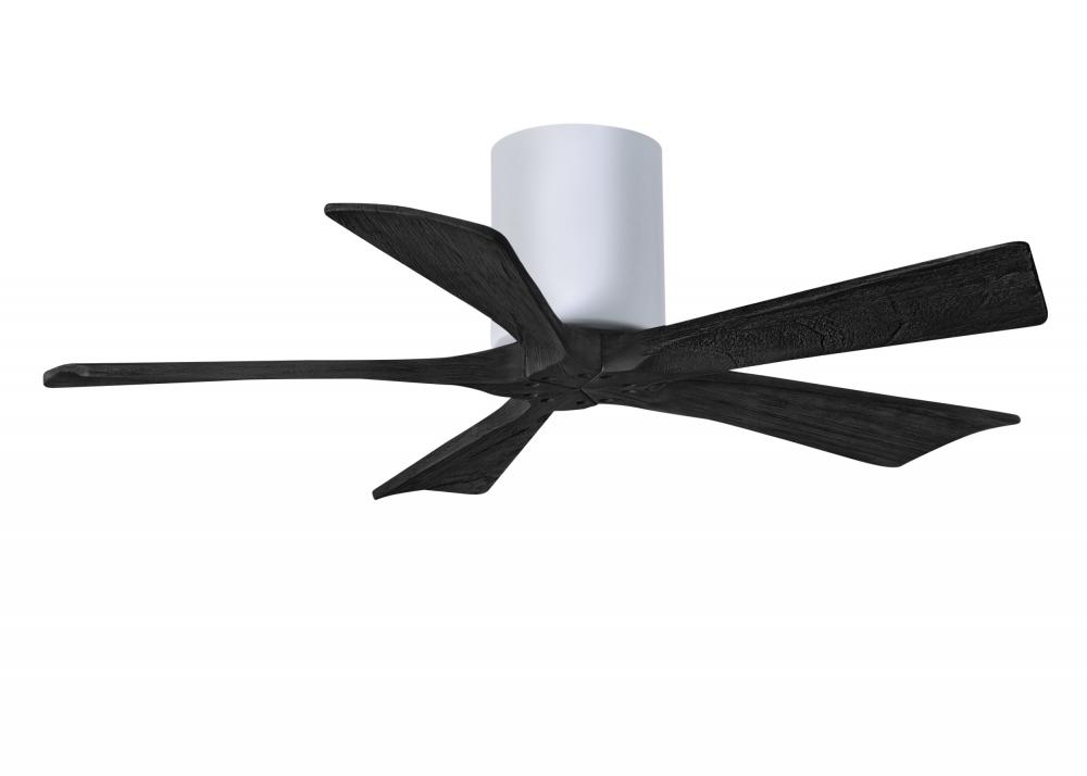 Irene-5H - 42" Five Blade Flush Mount Paddle Fan - Gloss White Finish - Matte Black Blades