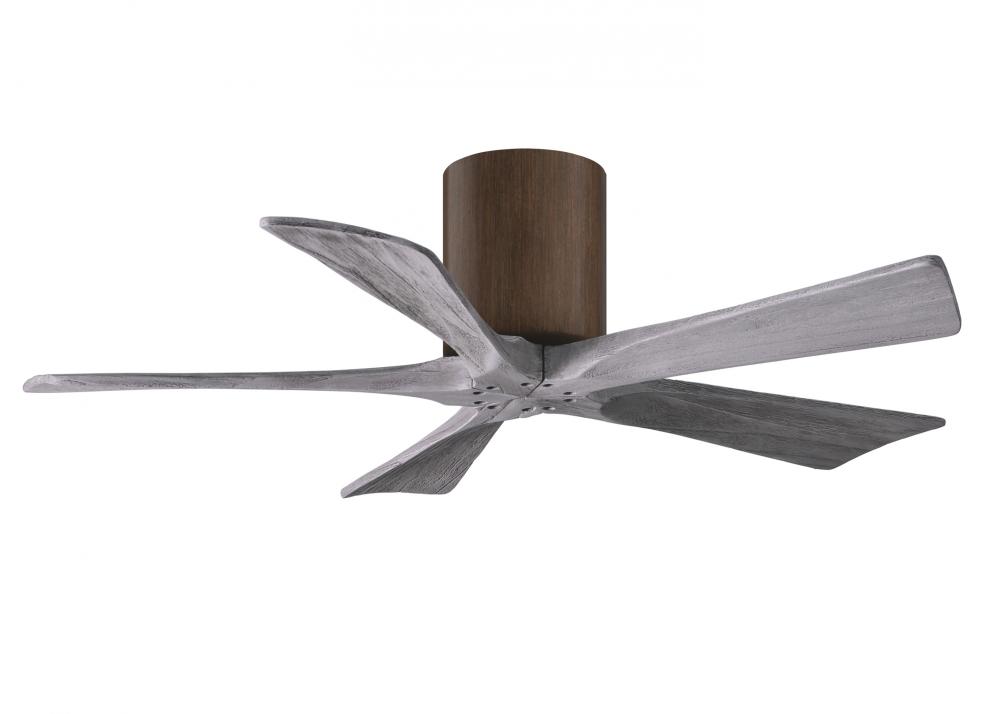 Irene-5H - 42" Five Blade Flush Mount Paddle Fan - Walnut Tone Finish - Barn Wood Tone Blades