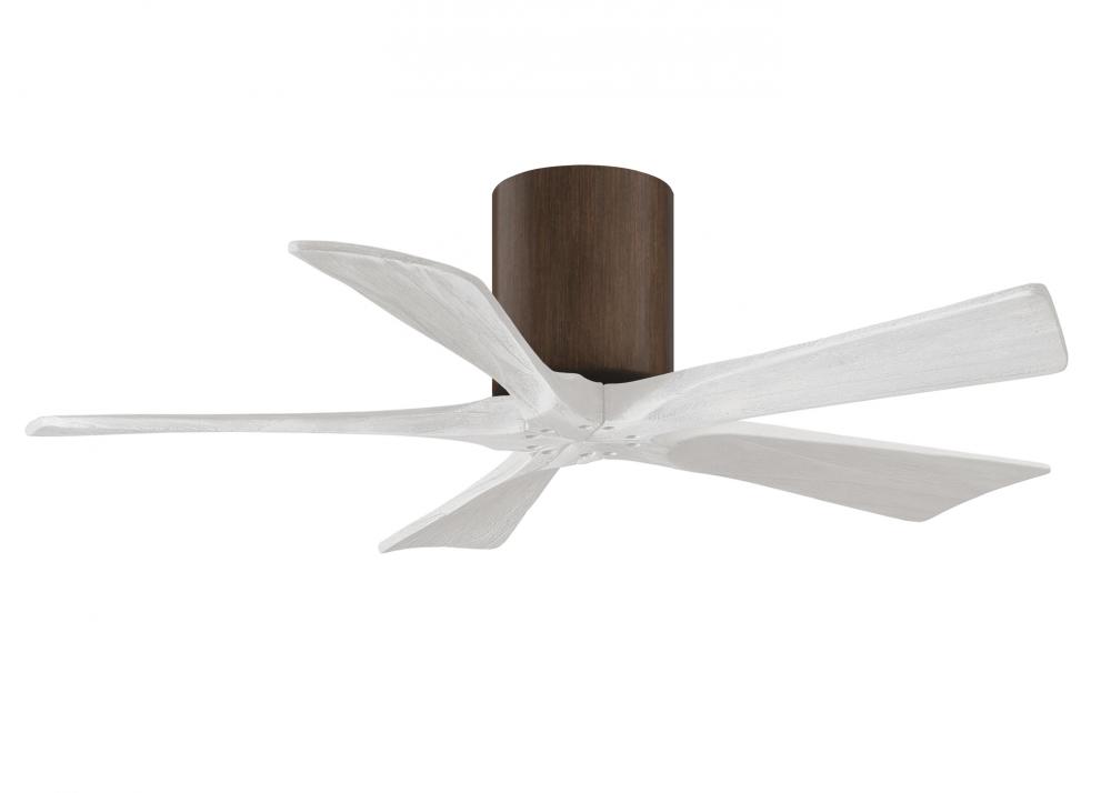 Irene-5H - 42" Five Blade Flush Mount Paddle Fan - Walnut Tone Finish - Matte White Blades
