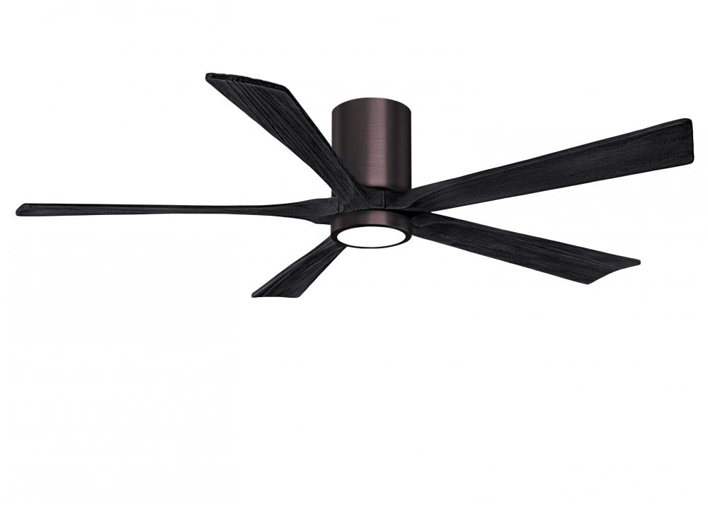 Irene-5HLK-60" Five Blade Flush Mount Paddle Fan-5CCT Integrated LED-Brushed Bronze Finish