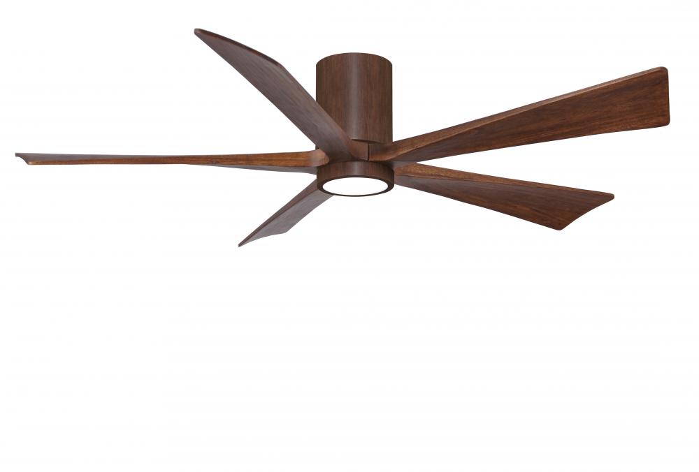 Irene-5HLK - 60" Five Blade Flush Mount Paddle Fan - 5CCT Integrated LED  - Walnut Tone Finish