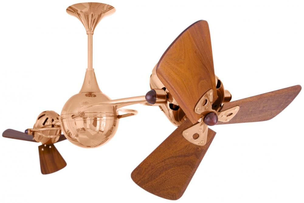 Italo Ventania - Rotational Ceiling Fan - Polished Copper Finish - Mahogany Tone Blades