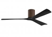 Matthews Fan Company IR3H-WN-BK-60 - Irene-3H - Three Blade Flush Mount Paddle Fan - 60" - Walnut Finish - Matte Black Blades