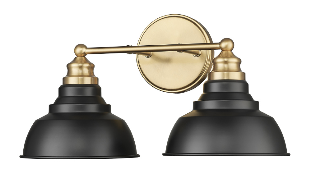 Bishop 18 in. Matte Black and Brass 2-Light Vanity