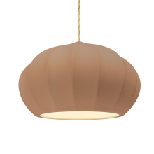 Justice Design Group CER-6605-ADOB-ABRS-BEIG-TWST - Oval Fluted 1-Light Pendant