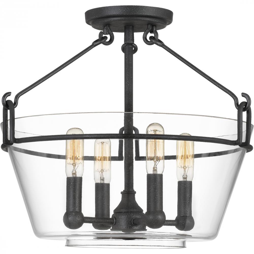 Wells 4-Light Grey Ash Semi-Flush Mount Light
