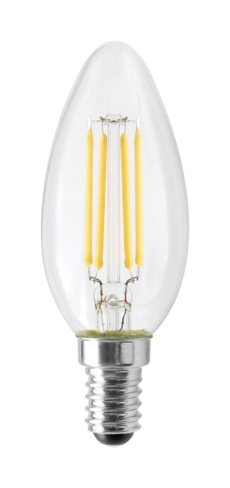 4.5 Watt; B11 LED Filament; Clear; 350 Lumens; 4000K; European base; 120 Volt