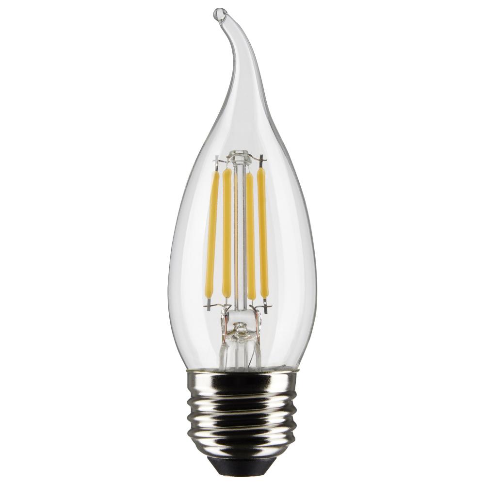 4 Watt CA10 LED Filament; Clear; Medium base; 90 CRI; 4000K; 120 Volt