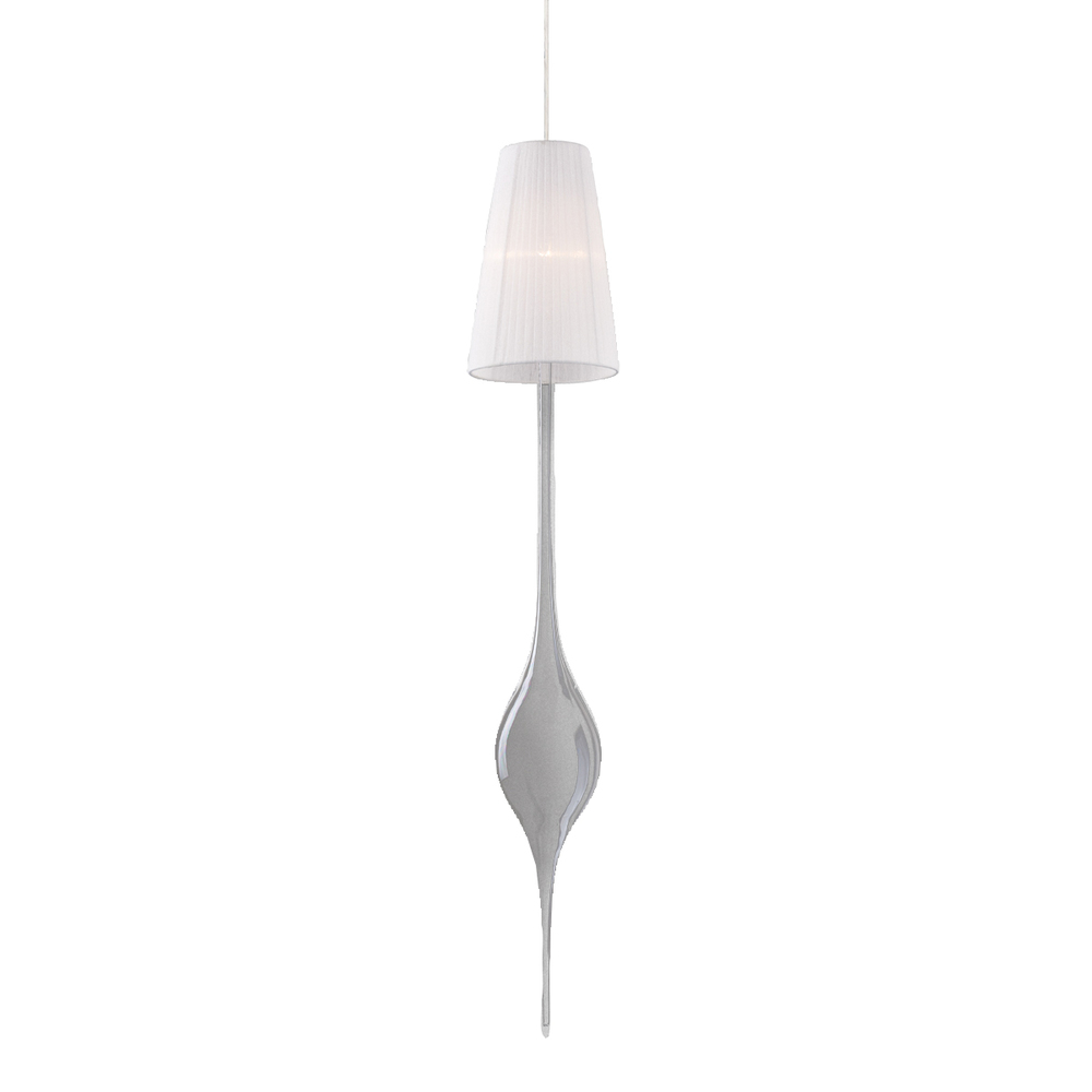 Aqua, 1Lt Pendant, Large, Chrome/White